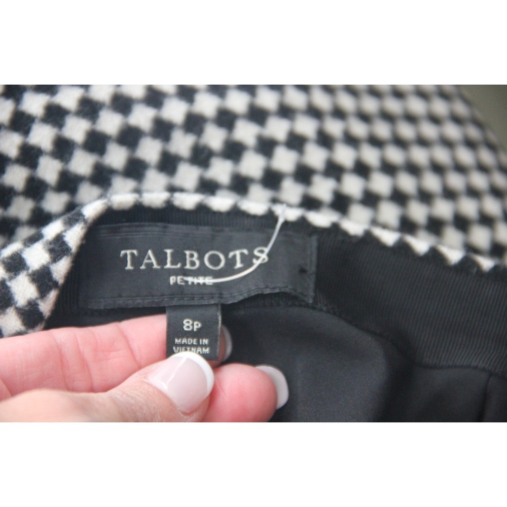 Talbots Petite Womens Black White Houndstooth Check Lined Skirt 8P Classic Old $ - Picture 9 of 12